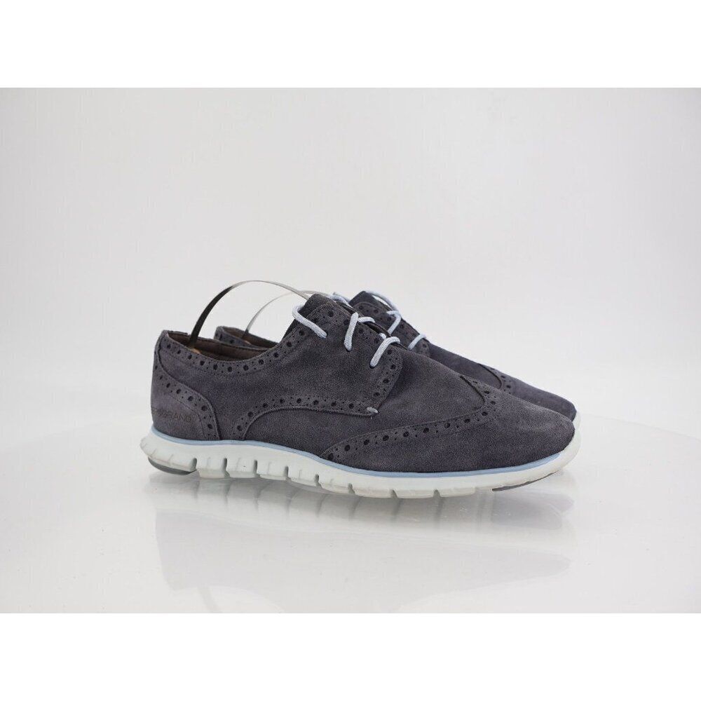Cole Haan Women's ZeroGrand Oxford Sneaker Size 7.5 Wingtip Blue Suede Shoe